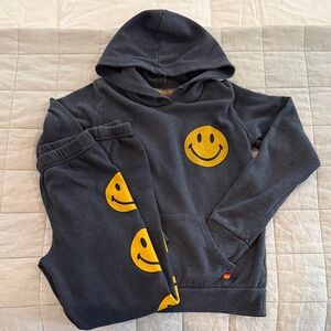 KID'S SMILEY 2 PULLOVER HOODIE  and SWEATPANTS SET - Charcoal